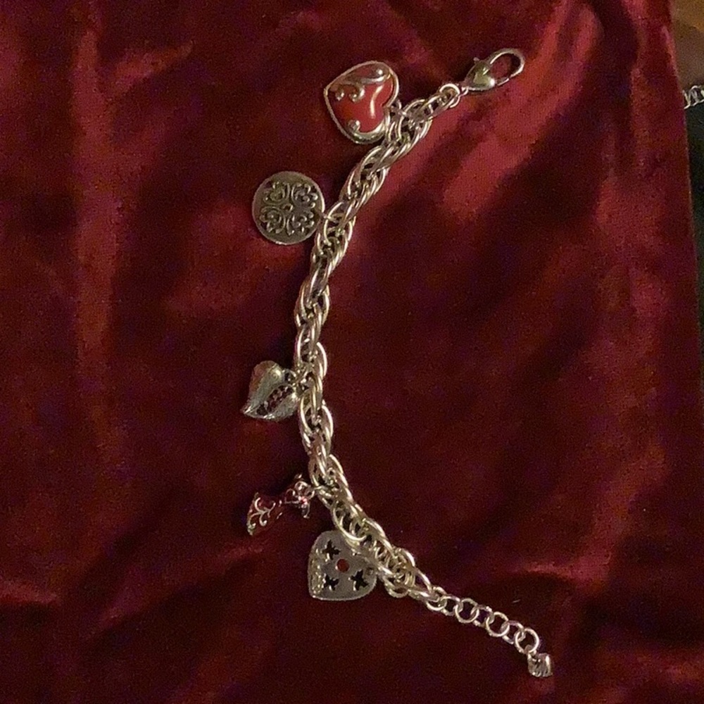 Brighton Go Red Heart Awareness charm bracelet. Courage, Love, Hope, Dream